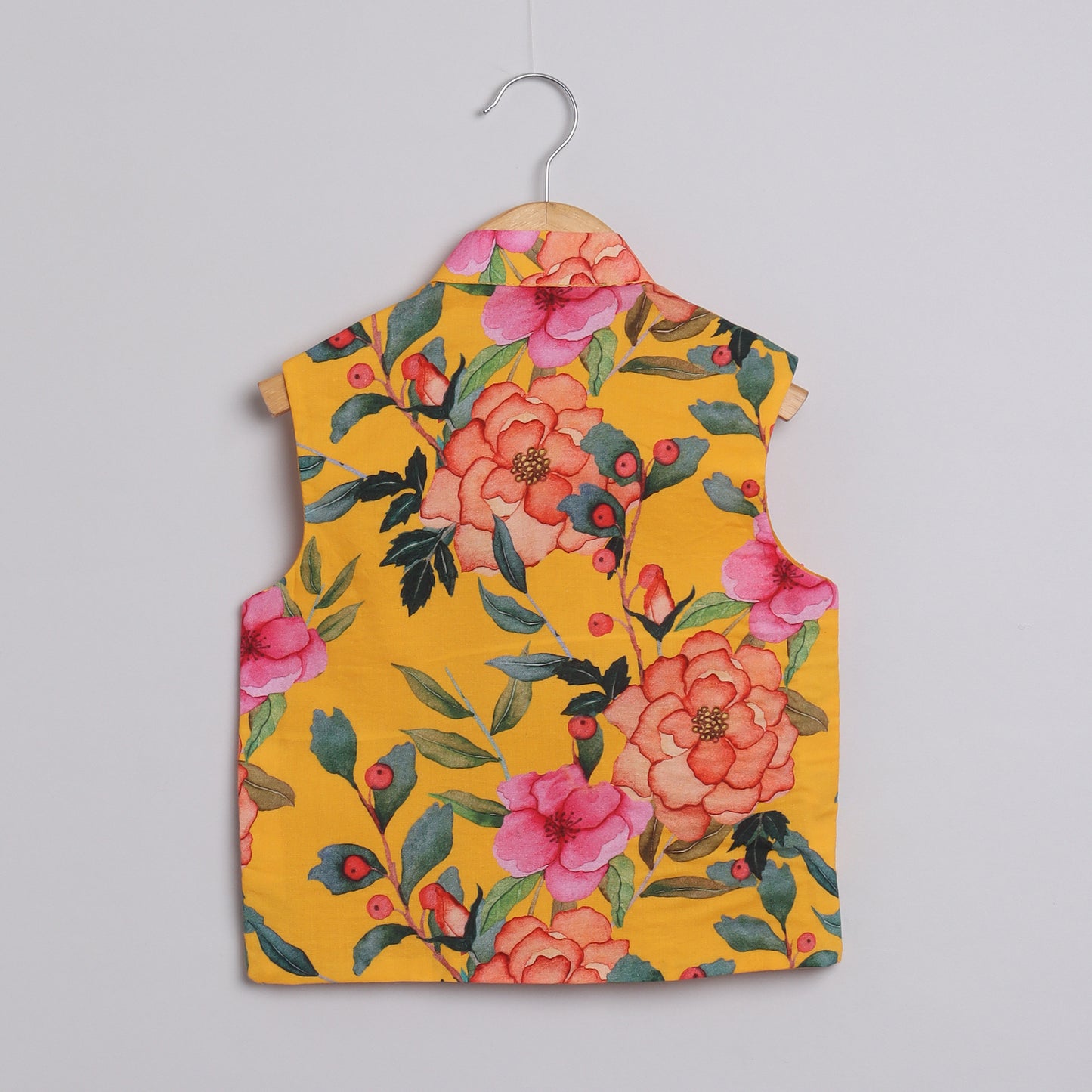 Boys Yellow Ocher Kurta Jacket And Pyjama - funlittleones.com