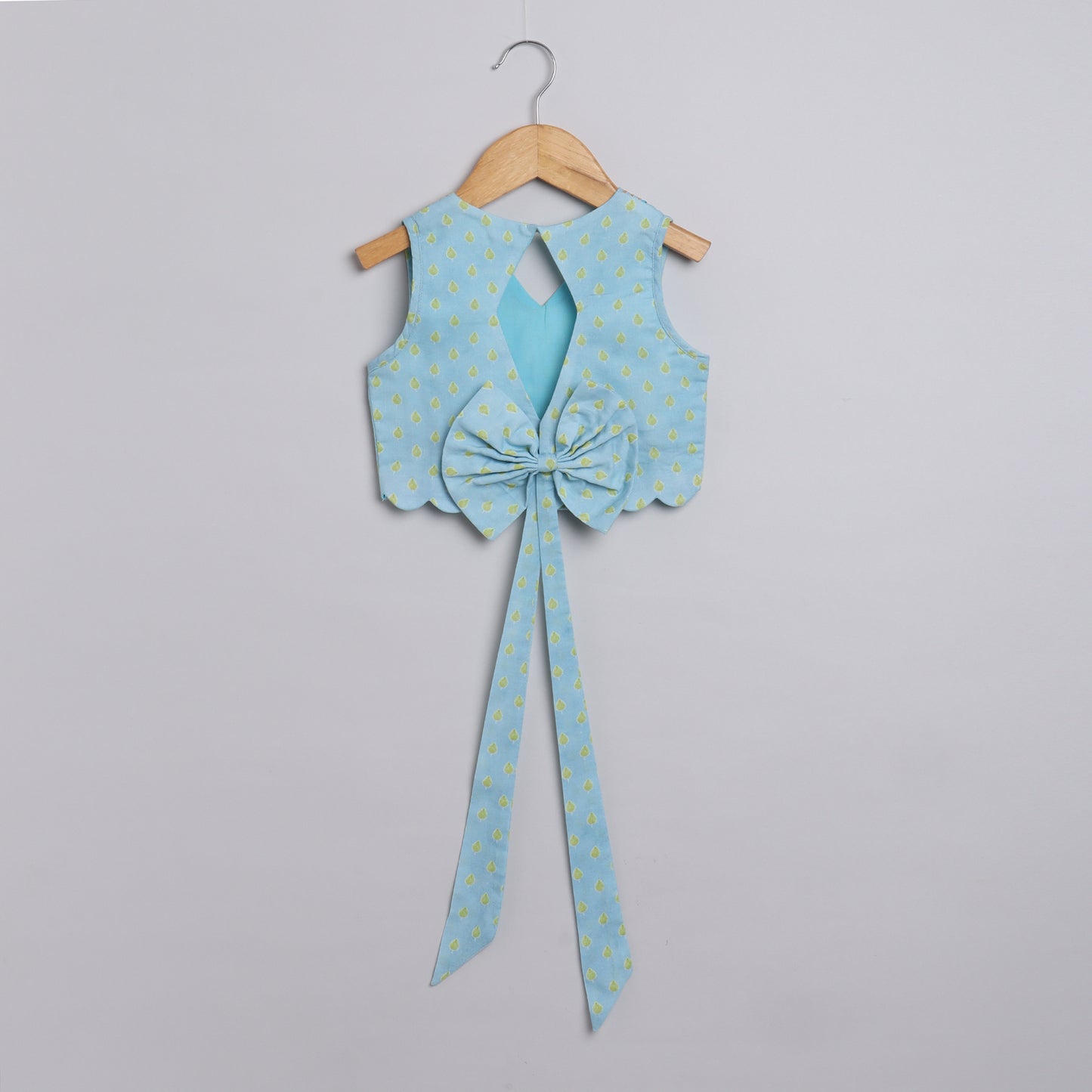 Green drop Printed Top with Pomogranate Tree Printed Lehenga - funlittleones.com