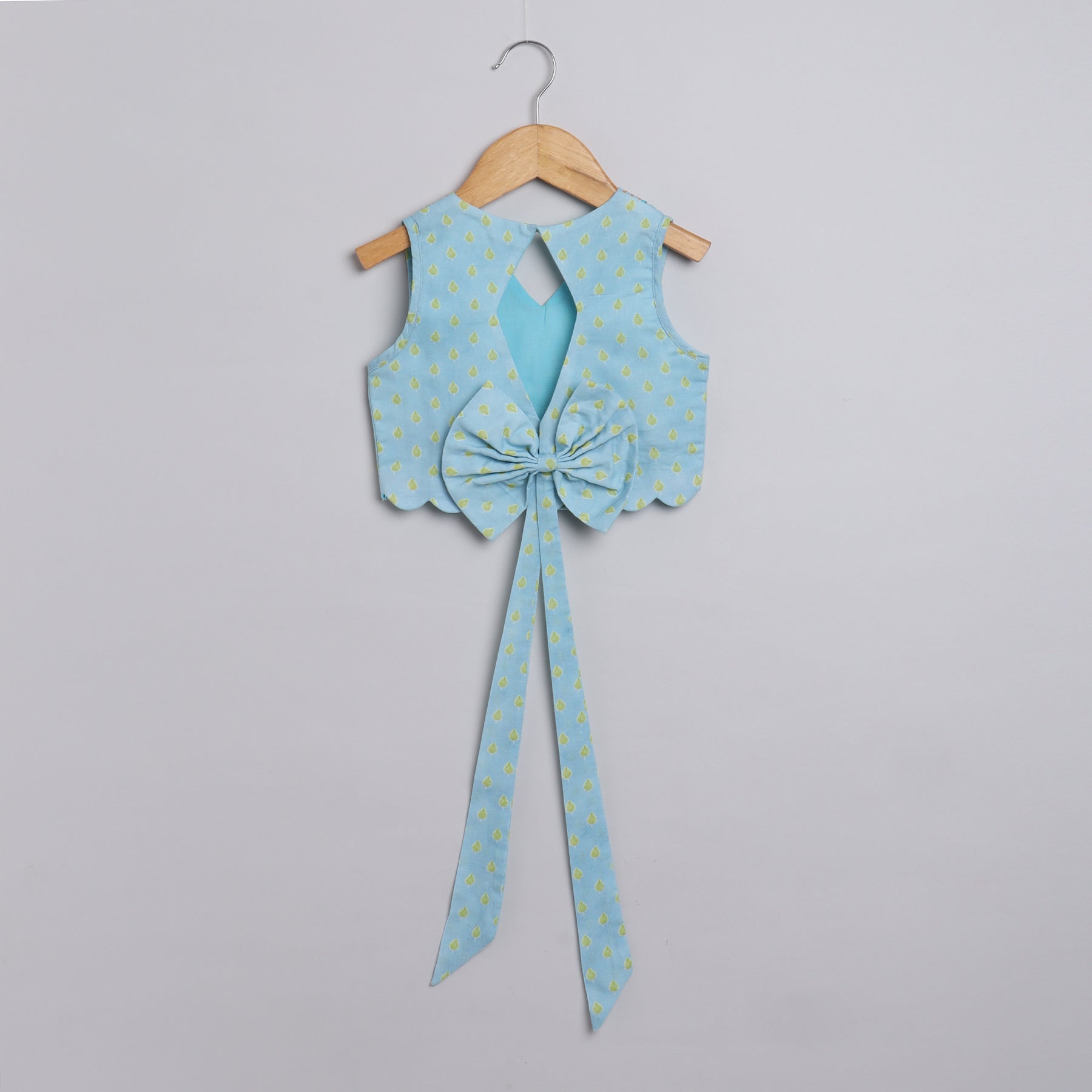 Green drop Printed Top with Pomogranate Tree Printed Lehenga - funlittleones.com