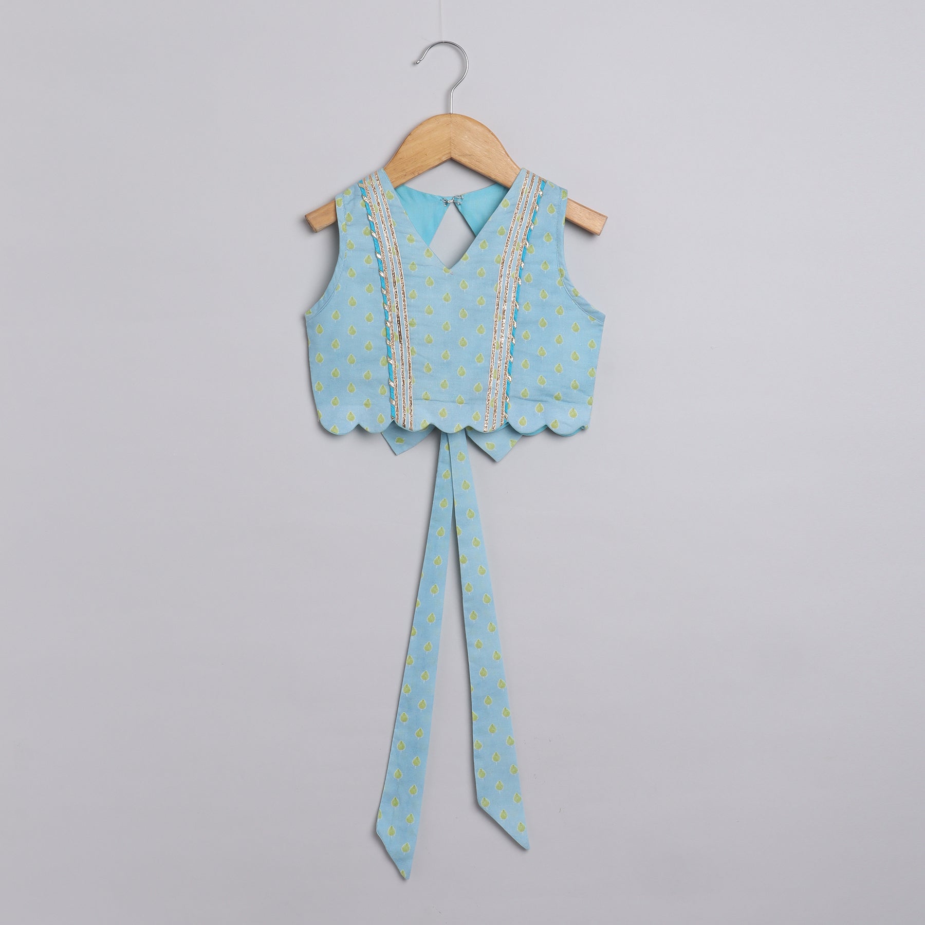 Green drop Printed Top with Pomogranate Tree Printed Lehenga - funlittleones.com