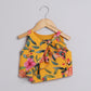 Girls Yellow Ocher Floral Skirt And Top - funlittleones.com