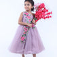 Lavender One Shoulder Floral Embroidered Net Gown - funlittleones.com