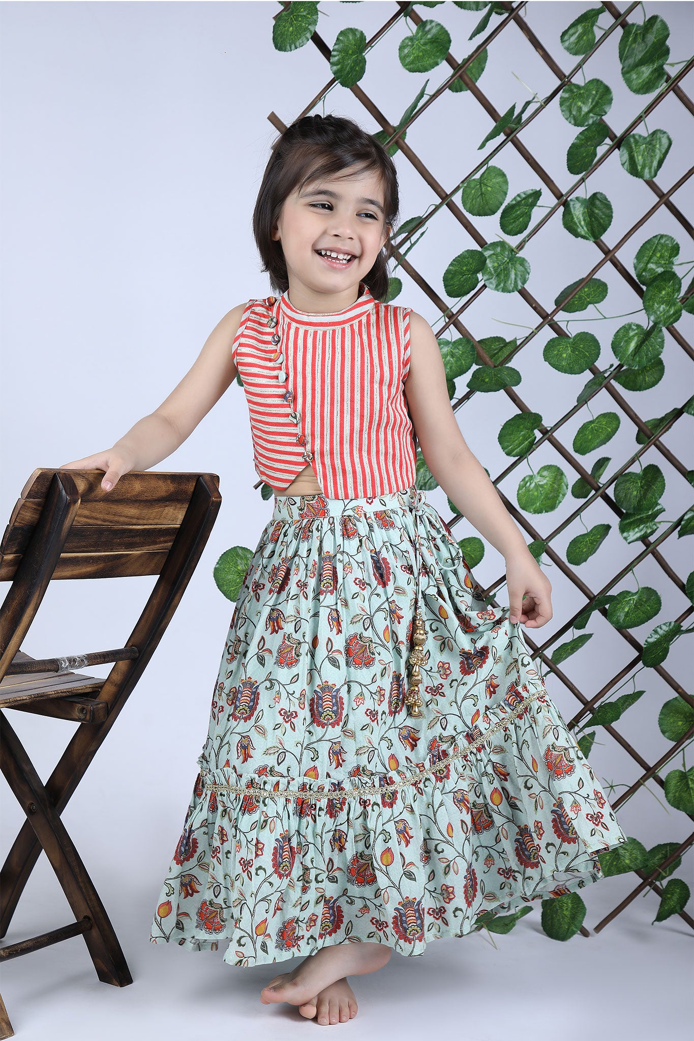 Stripe and Floral Skirt And Top - funlittleones.com