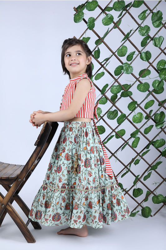 Stripe and Floral Skirt And Top - funlittleones.com